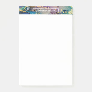 Multicolored Gold Alcohol Ink Liquid Abstract Art Post-it Notes