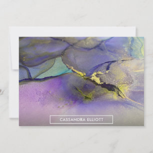 Multicolored Gold Alcohol Ink Liquid Abstract Art Thank You Card