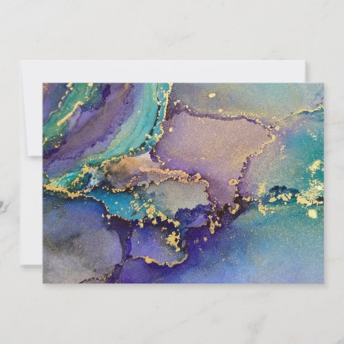 Multicolored Gold Alcohol Ink Liquid Abstract Art Thank You Card