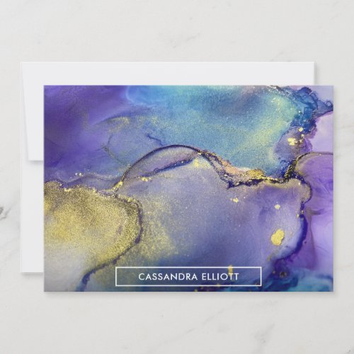 Multicolored Gold Alcohol Ink Liquid Abstract Art Thank You Card