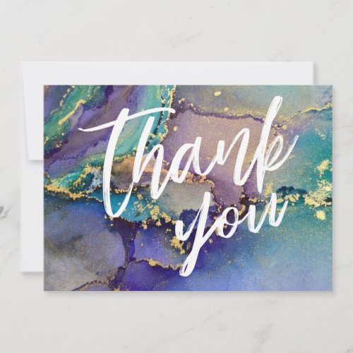 Multicolored Gold Liquid Abstract Art Casual Hand Thank You Card