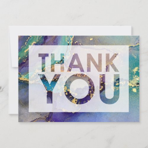 Multicolored Gold Liquid Abstract Art  Cutout Thank You Card