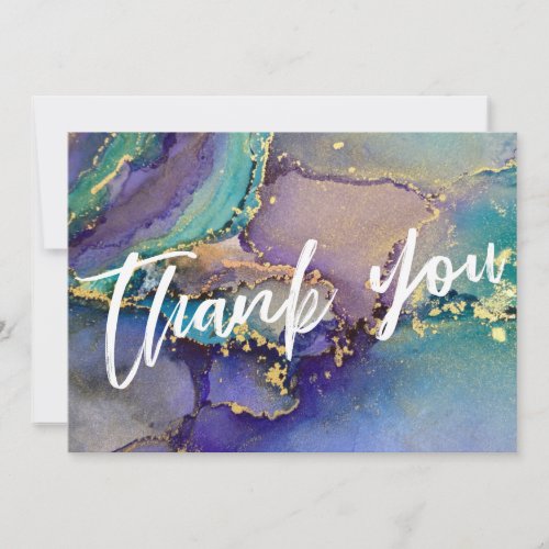 Multicolored Gold Liquid Abstract Art  Typography Thank You Card