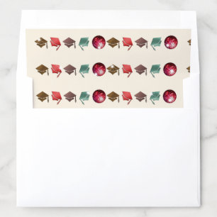 Multicolored Graduate Foil Caps Red Disco Balls Envelope Liner