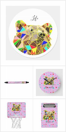 Multicolored Grizzly Bear Polygon Portrait