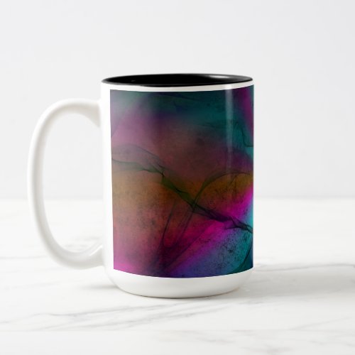 Multicolored Grungy Rainbow Starburst Abstract Art Two_Tone Coffee Mug