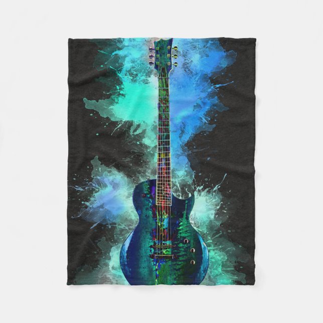 Multicolored guitar fleece blanket (Front)