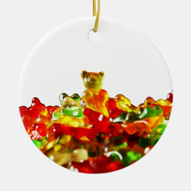 Multicolored Gummy Bears Ceramic Ornament (Front)