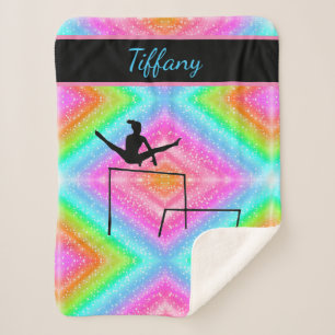 Multicolored Gymnastics Personalized Sherpa Blanket