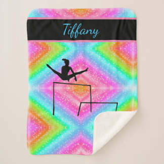 Multicolored Gymnastics Personalized Sherpa Blanket