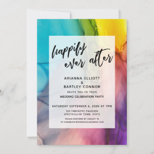 Multicolored Happily Ever After Wedding Reception Invitation
