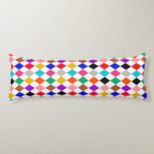 Multicolored Harlequin Diamonds Pattern Design  Body Pillow
