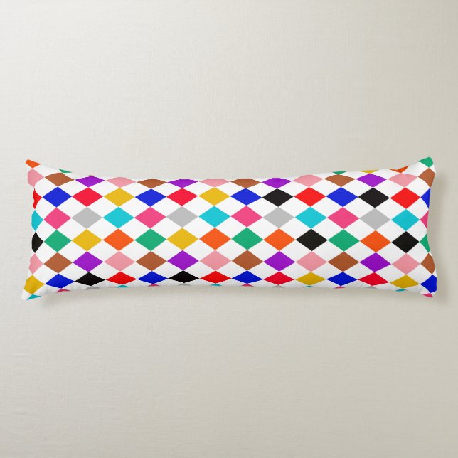 Multicolored Harlequin Diamonds Pattern Design  Body Pillow (Front)