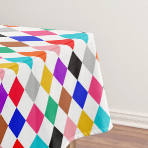 Multicolored Harlequin Diamonds Pattern Design Tablecloth