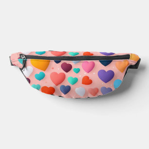 Multicolored heart pattern fanny pack