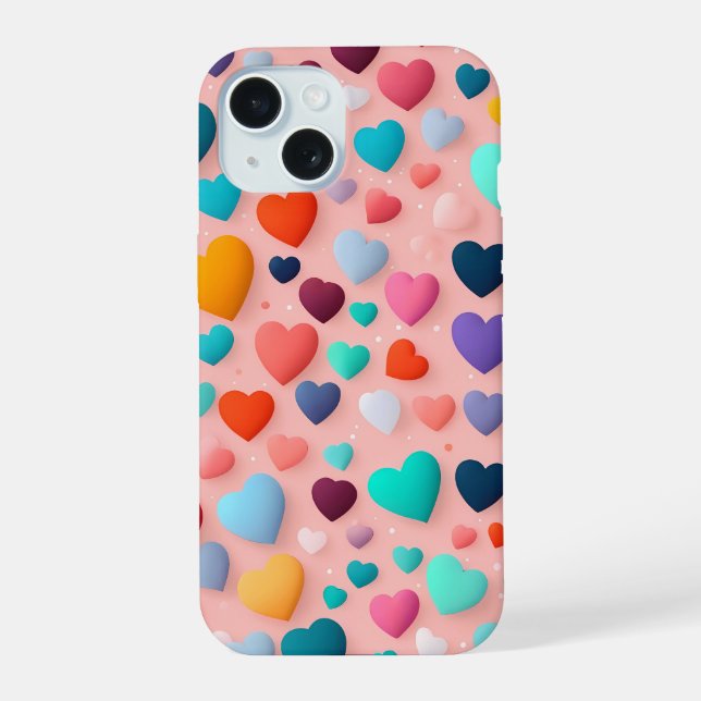Multicolored heart pattern iphone case (Back)