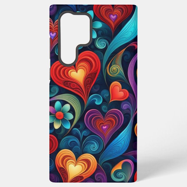 Multicolored Hearts and Flowers Samsung Galaxy Case (Back)