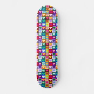 Multicolored Hearts Girls Skateboard Deck