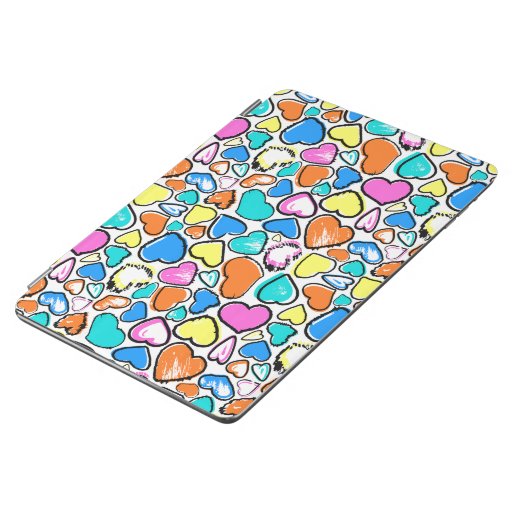 Multicolored hearts hand-drawn iPad air cover
