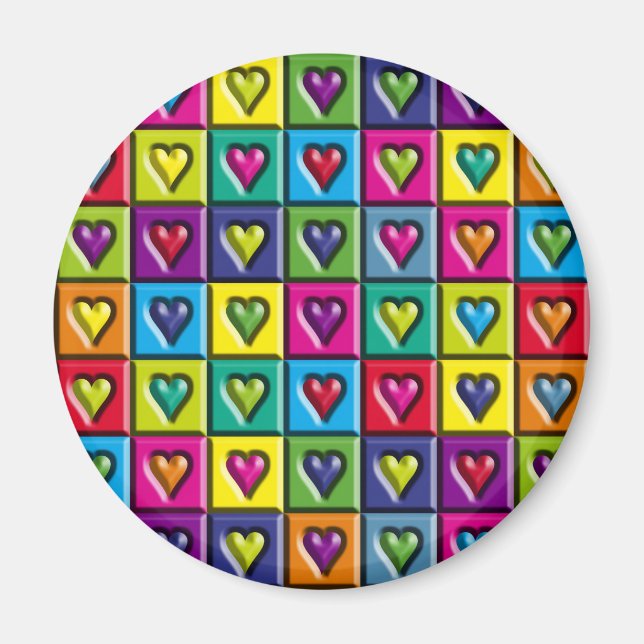 Multicolored Hearts Magnet (Front)