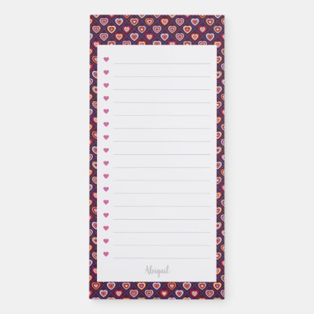 Multicolored Hearts Magnetic Notepad