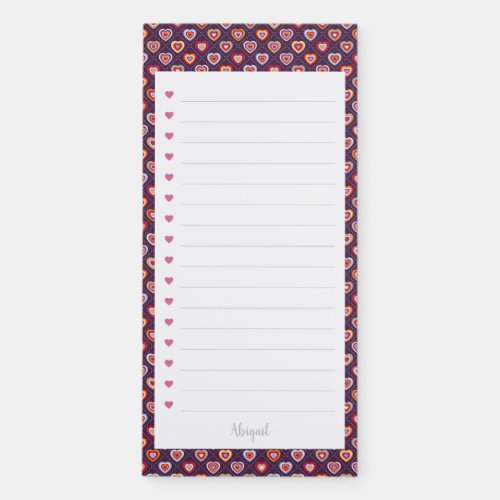 Multicolored hearts magnetic notepad
