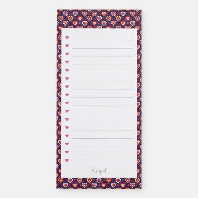 Multicolored hearts magnetic notepad (Front)