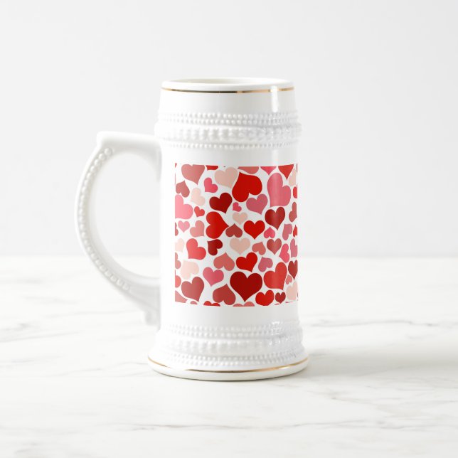 Multicolored Hearts Pattern-20367 Beer Stein (Left)