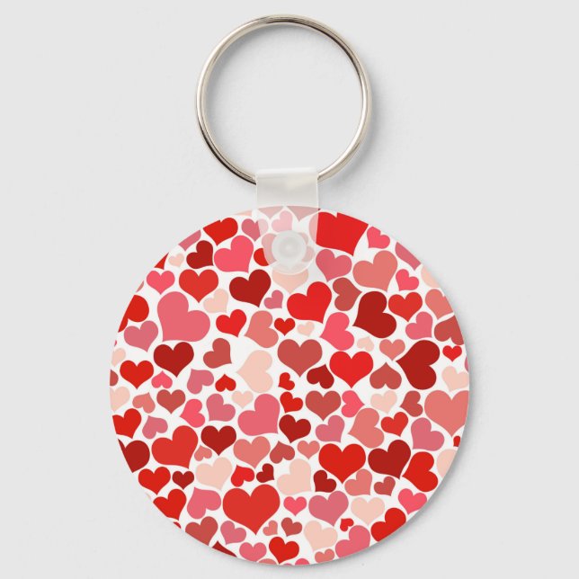 Multicolored Hearts Pattern-20367 Keychain (Front)