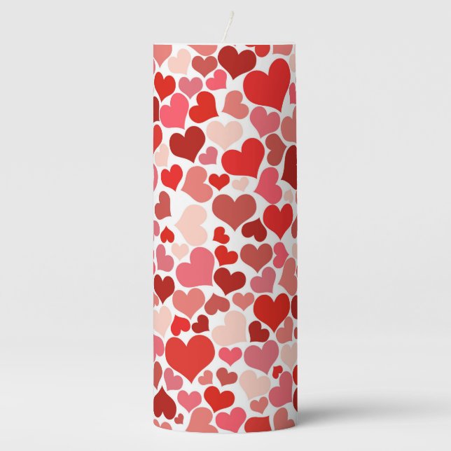 Multicolored Hearts Pattern-20367 Pillar Candle (Front)