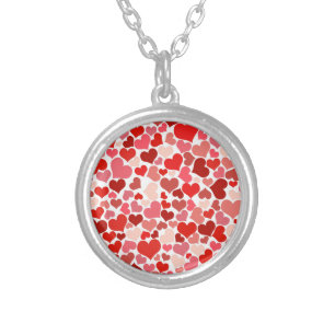 Multicolored Hearts Pattern-20367 Silver Plated Necklace