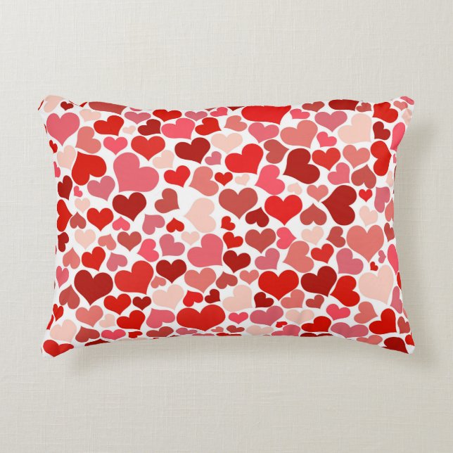Multicolored Hearts Pattern Accent Pillow (Front)