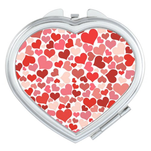 Multicolored Hearts Pattern Compact Mirror
