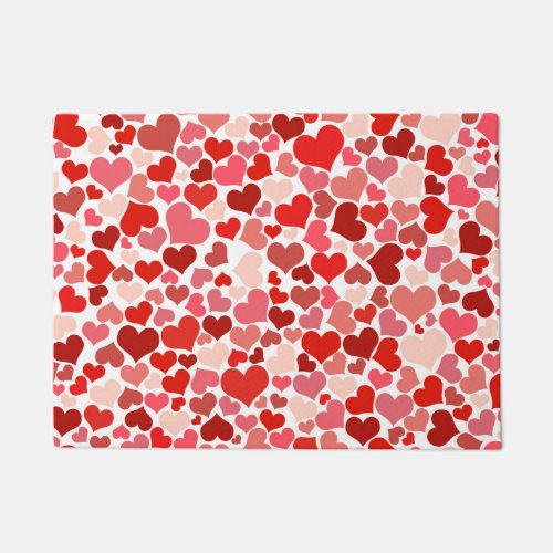 Multicolored Hearts Pattern Doormat