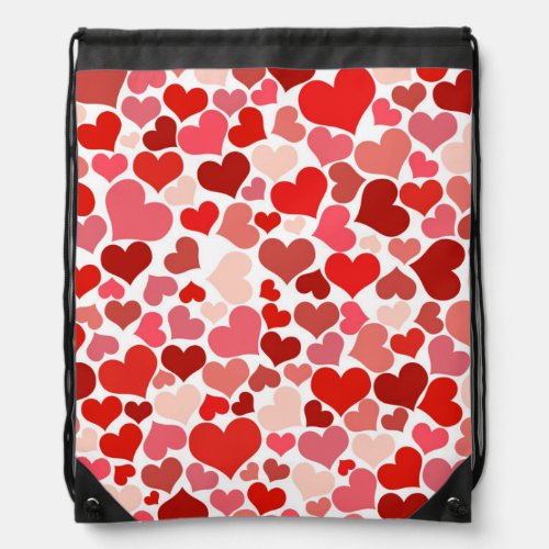 Multicolored Hearts Pattern Drawstring Bag