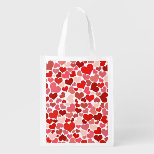 Multicolored Hearts Pattern Grocery Bag