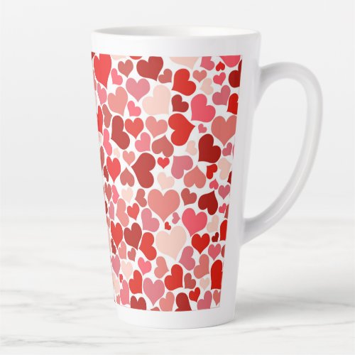 Multicolored Hearts Pattern Latte Mug
