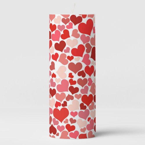 Multicolored Hearts Pattern Pillar Candle