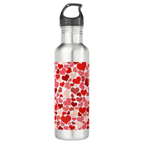 Multicolored Hearts Pattern Stainless Steel Water Bottle