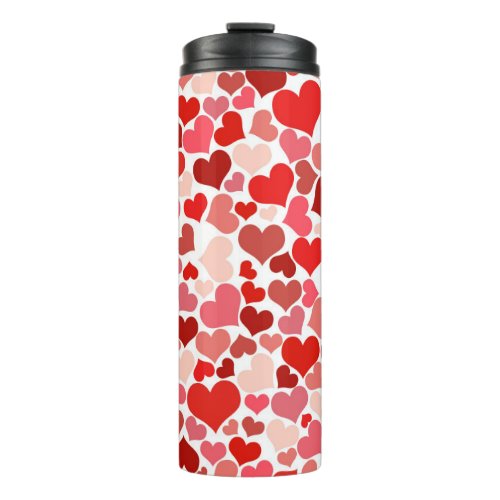 Multicolored Hearts Pattern Thermal Tumbler