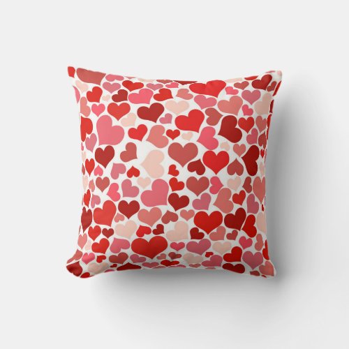 Multicolored Hearts Pattern Throw Pillow