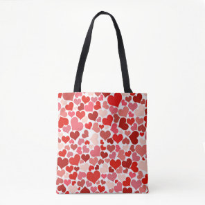 Multicolored Hearts Pattern Tote Bag