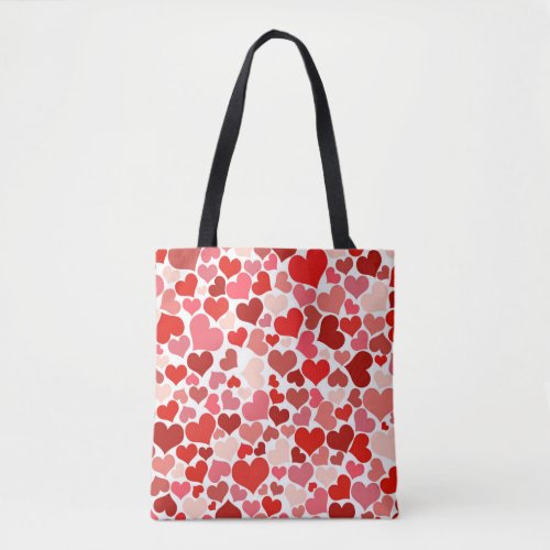 Multicolored Hearts Pattern Tote Bag