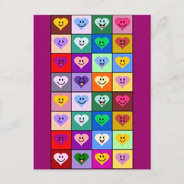 Multicolored Hearts Postcard (Front)