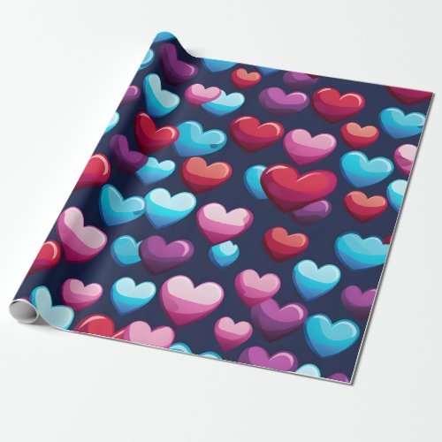 multicolored hearts valentine and anniversary wrapping paper