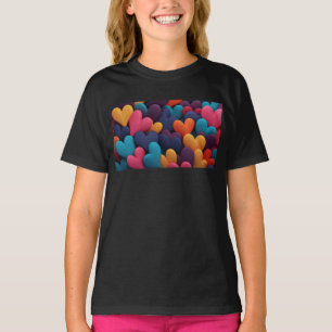 Multicolored hearts with textures T-Shirt
