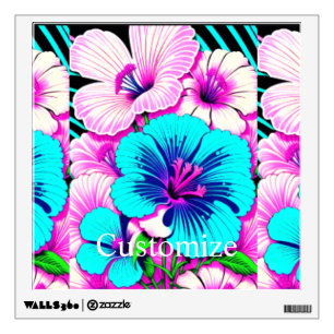 Multicolored Hibiscus Flowers Thunder_Cove Wall Decal