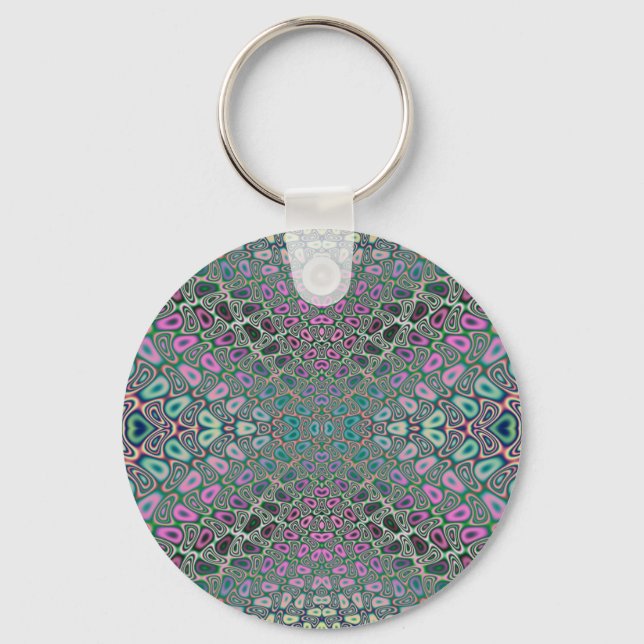 Multicolored Hologram Butterfly Fractal Abstract Keychain (Front)