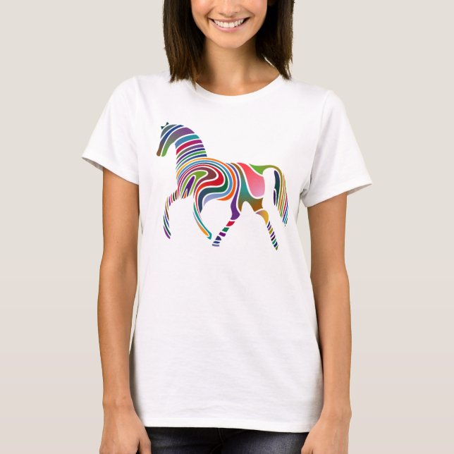 Multicolored Horse on Women's T-Shirt (Front)