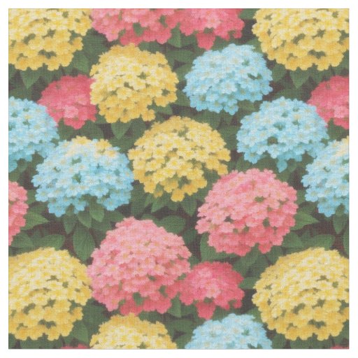 Multicolored hydrangea  fabric